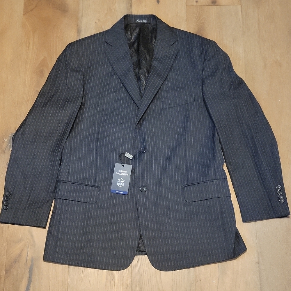 NWT Black Pin Striped Georgio Valentini Zanone 44R Blazer Suit Coat NEW